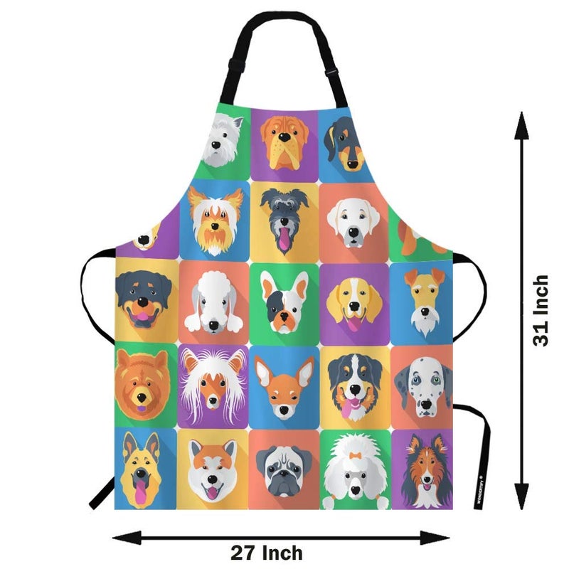 WONDERTIFY Dog Apron,Various Breed Family Pet Dog Collection Picture Bib Apron with Adjustable Neck for Men Women,Suitable for Home Kitchen Cooking Waitress Chef Grill Bistro Baking BBQ Apron - Image 3